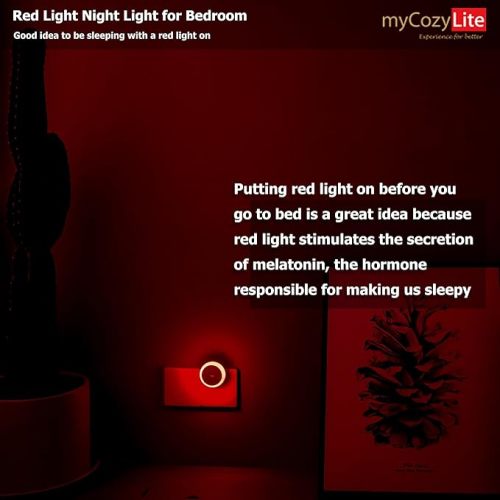 Red Night Light, LED Night Light Plug in, Dusk to Dawn Smart Sensor, Red Light for Sleep, 2 Pack Nightlight Plug into Wall, for Bedroom, Bathroom, Kids Room, Kitchen, Hallway, Stairway, Round
