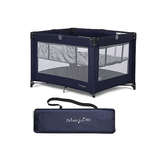 Dream On Me Zazzy Portable Playard with Bassinet in Navy, Packable and Easy Setup Baby Playard, Lightweight and Portable Playard for Baby with Mattress and Travel Bag