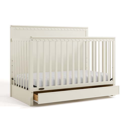 Graco Sasha 5-in-1 Convertible Baby Crib with Drawer, Frosted Oat