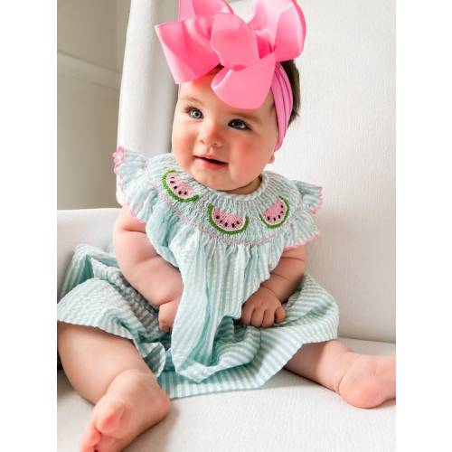 Green Seersucker Smocked Watermelon Dress - Etsy