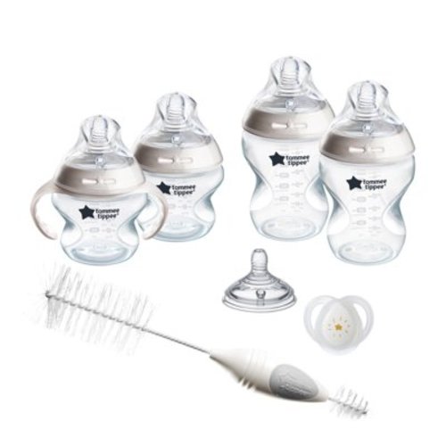 Tommee Tippee Closer to Nature Newborn Baby Bottle Starter Set | Breast-Like Nipple, Anti-Colic Valve - Clear, Unisex