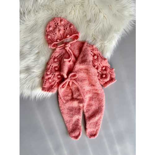 Knitted set for baby girl,handmade, knitted jumpsuit,alpaca, merino wool,newborn clothes, baby bonnet, openwork,knitted hat,knitted baby set