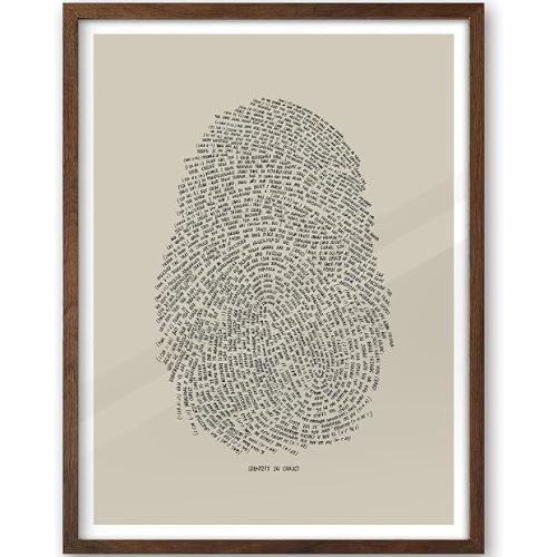 iHery Natural OAK Wood Identity in Christ Thumbprint Framed Wall Art, Large 16x20 in Modern Bible Verses Christian Canvas Art, Sketch Bedroom Decor, Walnut Color Set of 1 For Living Room Churches