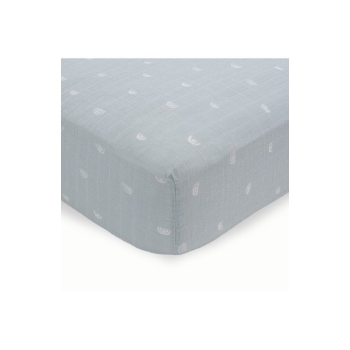 little unicorn Cotton Muslin Crib Sheet, Blue Rainbow