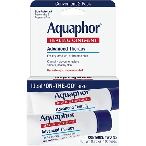 Aquaphor Healing Ointment Advanced Therapy Skin Protectant, Dry Skin Body Moisturizer, 0.35 Oz Tube, Pack of 2