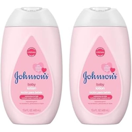Johnson's Baby Moisturizing Mild Pink Baby Lotion with Coconut Oil for Delicate Baby Skin, Paraben-, Phthalate- & Dye-Free, Hypoallergenic & Dermatologist-Tested, Baby Skin Care, 13.6 Fl. Oz