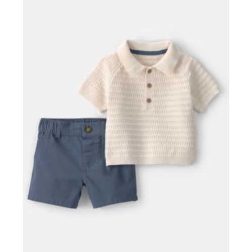 Baby Boys' Collared Shirt and Shorts, 2-Piece Set
