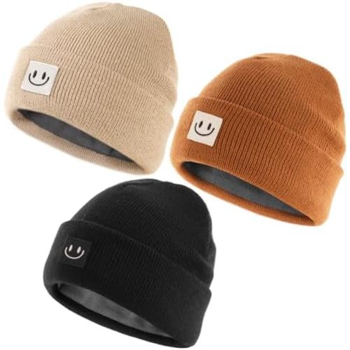 FURTALK Baby Toddler Winter Hat 3 Packs Baby Beanie Toddler Beanie Boys Girls Fleece Lined Kids Warm Knit Hats