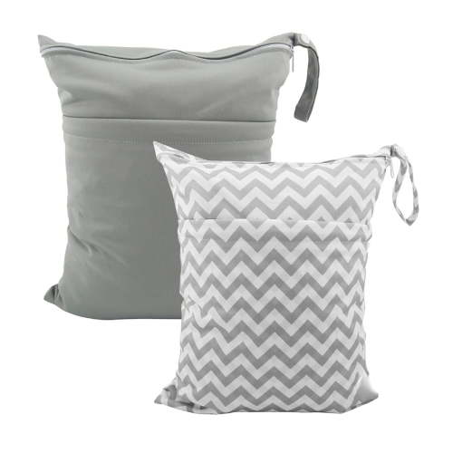 2pcs Cloth Diaper Wet Dry Bags Waterproof Reusable with Two Zippered Pockets Travel Beach Pool Daycare Soiled Baby Items Yoga Gym Bag for Swimsuits or Wet Clothes L2933