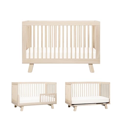 Babyletto Hudson 3-in-1 Convertible Baby Crib - GREENGUARD Gold Certified - Convertible Crib to Toddler Bed and Daybed - Baby Bed with 4 Adjustable Heights - Wooden Crib - Washed Natural