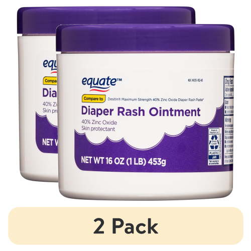 (2 pack) Equate Diaper Rash Ointment with 40% Zinc Oxide, 16 oz, Compare to Desitin® Maximum Strength 40% Zinc Oxide Diaper Rash Paste