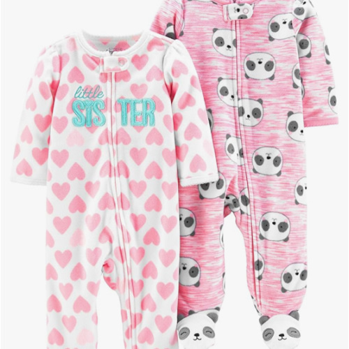 Simple Joys by Carter's Baby Girls' Fleece Footed Sleep and Play, Pack of 2