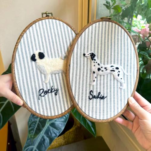 Personalized Needle Felted Dog Embroidery Hoop Art: Custom Pet Portrait