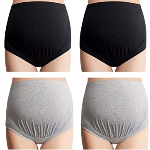 Mama Cotton Women's Over The Bump Maternity Panties High Waist Full Coverage Pregnancy Underwear Multi-Pack (S-4XL)