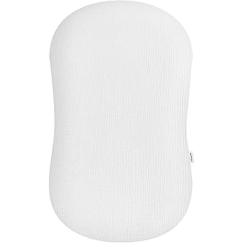 Muslin Baby Lounger Cover, Newborn Lounger Cover, Soft Cotton Breathable Lounger Pillow for Boys Girls Infant, Cover Only (White)