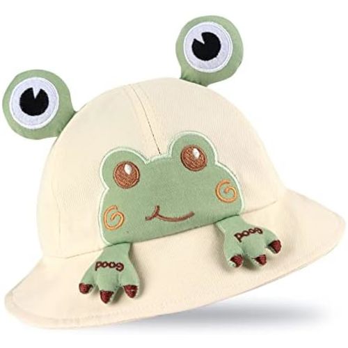 Toddler Bucket Hats Wide Brim Girl Sun Hat Frog Hat Hats Cotton Cap for Boys Girls with Chin Strap 1-3 years
