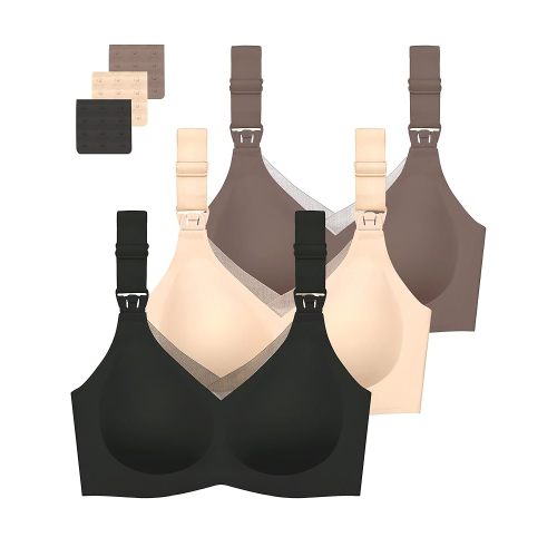 Gailife 3 Pack Nursing Bras for Breastfeeding Seamless V Neck Mesh Maternity Bra Comfort Pregnancy Sleep Bralette
