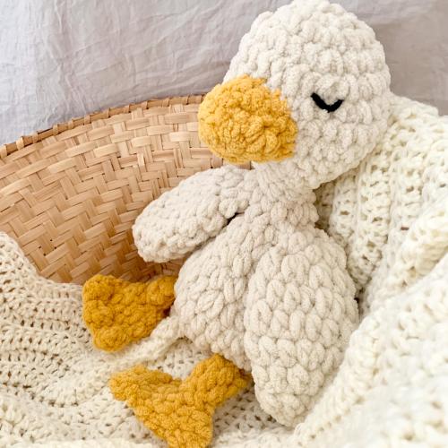 Goose Plush Toy, Goose Lovey, Soft Sensory Toy, Crochet Goose Snuggler, Farm Nursery, Newborn Stuffed Animal, Goose Nursery, Goose Cuddler