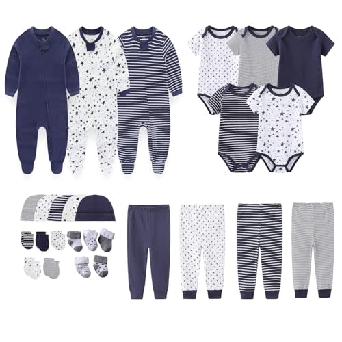 MAMIMAKA Newborn Layette Gift Set 27-Piece Baby Girl Clothes Bodysuits, Pants Essentials and Accessories 0-12Months