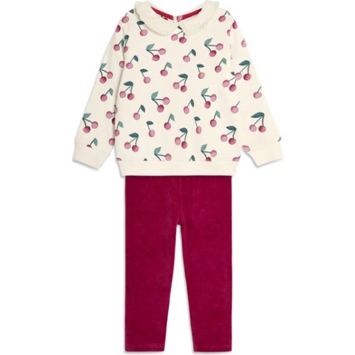 Cherry Print Sweatshirt & Corduroy Leggings Set, 12-18M