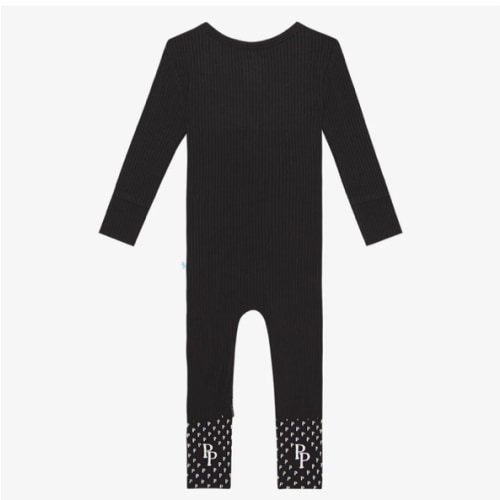 3-6M Posh Peanut Black Ribbed Convertible One Piece