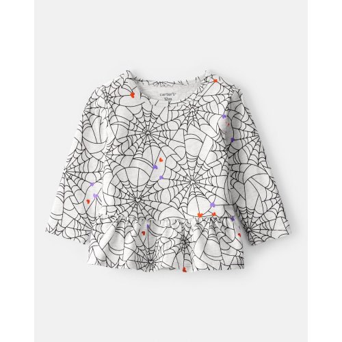 Baby Halloween Spiderwebs Long-Sleeve Tee - White/Black - Carter's | Carter's