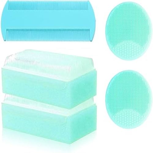 Cradle Cap Brush for Babies, 5Pcs Cradle Cap Treatment Set with Soft Bristle Brushes Silicone Scrubber Fine-Tooth Comb for Newborn Bathing Essentials Baby Brush and Comb Set (Green)