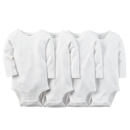 Carter's Neutral 4 Pack Long Sleeve White Bodysuits