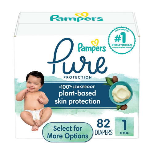 Pampers Pure Baby Diapers Size 1, 82 Count (Select for More Options)