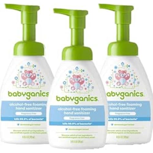 Babyganics Alcohol-Free Foaming Hand Sanitizer, Pump Bottle, Fragrance Free, 8.45 oz, 3 Pack