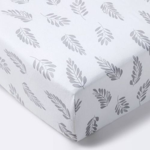 Ferns Crib Fitted Sheet - Cloud Island™ White/Gray