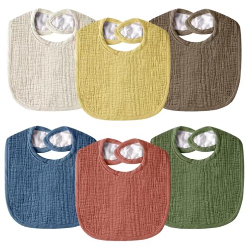 Wrrernsin Muslin Baby Bibs for Unisex Boys Girls, Cotton Drool Bibs, Adjustable Newborn Bibs for Drooling and Teething