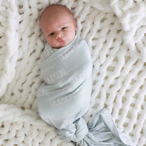 Personalized Baby Name Swaddle Blanket Font Duo | Pastel Cutie | Oliver Aaron