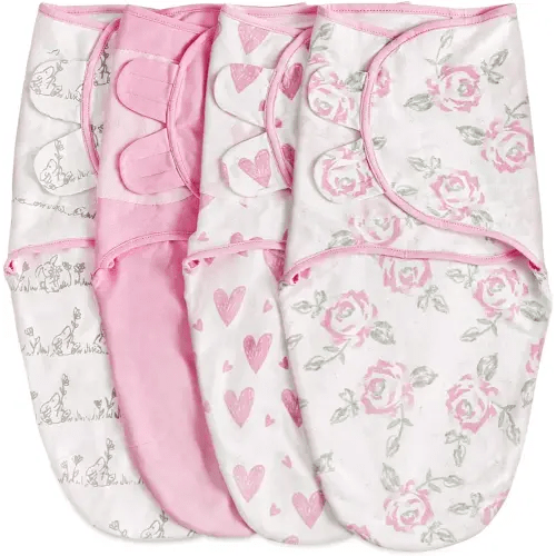 Organic Baby Swaddle Sleep Sacks, 4-Pack Swaddles for Newborns Baby Essentials, Infant 0-3 Months, 100% Cotton Soft & Snug Adjustable Wrap Nursery Swaddling Blankets Improves Sleep
