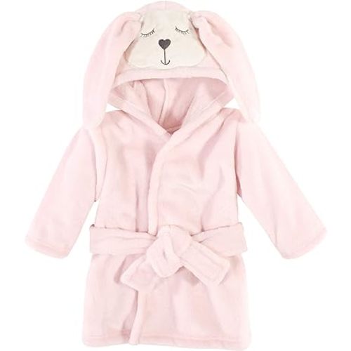 Hudson Baby Unisex Baby Plush Animal Face Bathrobe, Modern Bunny, 0-9 Months