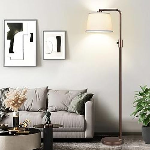 【Upgraded】 Dimmable Floor Lamp, 1000 Lumens LED Edison Bulb Included, Arc Floor Lamps for Living Room Modern Standing Lamp with Shade, Tall Lamps for Living Room Bedroom Office Dining Room - Brown