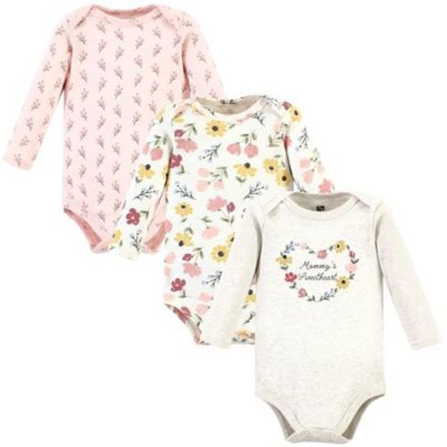 Hudson Baby Infant Girl Cotton Long-Sleeve Bodysuits, Soft Painted Floral, Newborn