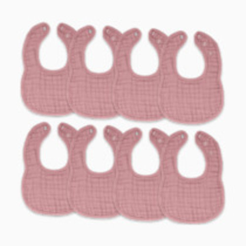 Comfy Cubs Muslin Bibs with Adjustable Snaps (8 Pack) - Mauve, 8