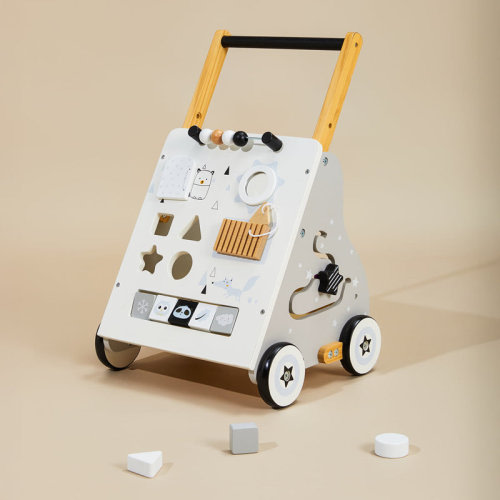 Ligu Wooden Baby Push And Pull Walker With Activity Center, Toddler Learning Walker With Shape Sorter, Xylophone, Maze And Rubber Wheels | Wayfair