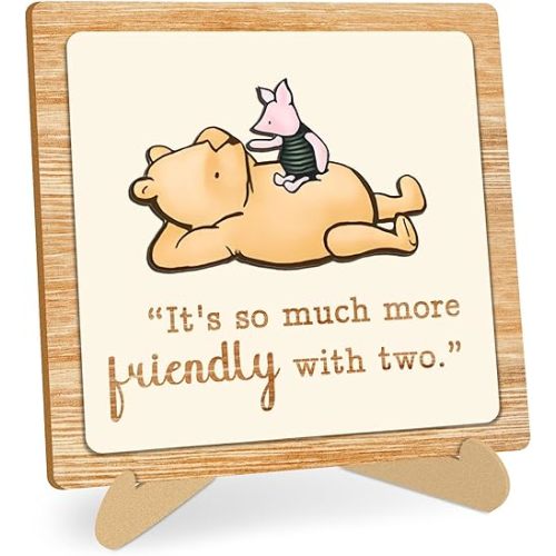 Classic Pooh Desk Art Decor Sign, Winnie Quotes with 3D Puzzle Plaque, Baby Shower Party Gifts, Inspirational Decorative Plaques with Stand, Perfect for Nursery Bedroom Playroom Decor Plaque