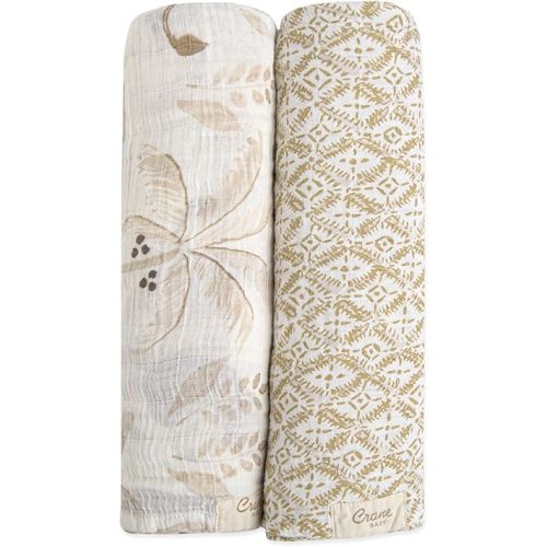 Crane Baby 100% Cotton Muslin Swaddle Blankets, Kendi Safari Animal, Baby Swaddle Blanket, Set of 2, 47" x 47", Swaddles for Newborns, Baby Muslin Swaddle Blanket, Swaddle Blankets for Boys & Girls