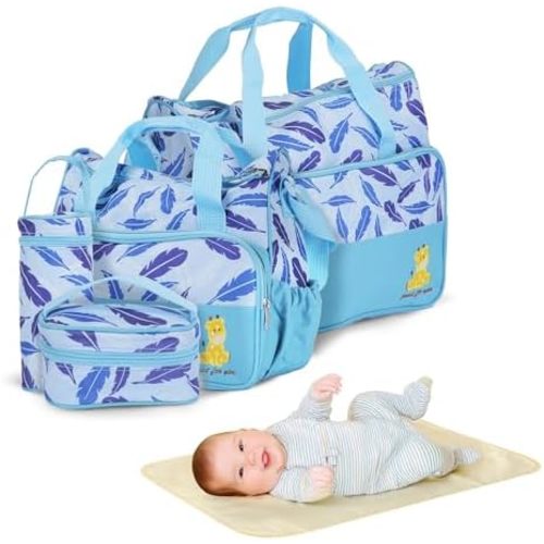 Juego de 5 bolsas de pañales para bebé, bolso de pañales para bebé con correa para el hombro, bolsa cambiadora de pañales portátil para mamá papá