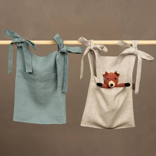 Baby Crib Organizer 100% Linen Nursery Organizer Pocket Organizer Bedside Diaper Bag Hanging Storage Bag Toddler Bed Baby Toy Storage