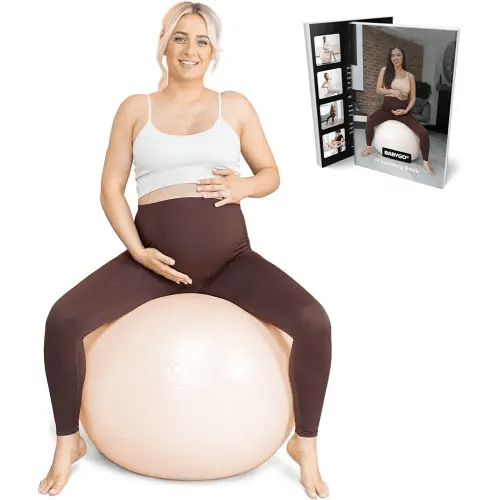 BABYGO® Birthing Ball for Pregnancy & Labor + Our Award Winning Book - Exercise, Birth & Recovery Plan, 5X Stronger Than a Yoga Ball with Eco Friendly Material