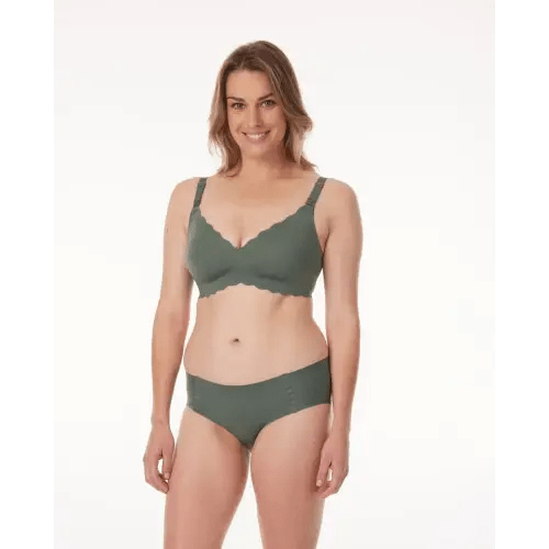 Jelly Strip - Seamless Floral Push up Nursing Bra- Pine Green, XL