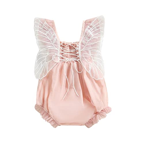Imcute Baby Girl Butterfly Wings Fairy Romper Bodysuit Cute Mesh Summer Clothes Newborn Girls Birthday Photography Outfit