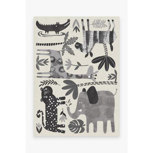 Jungle Safari Black & White Rug