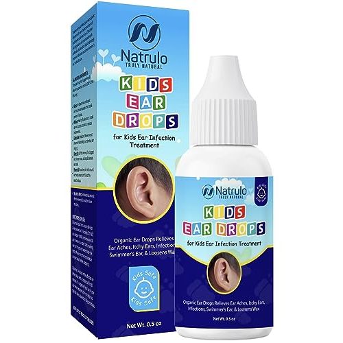 Natrulo Natural Ear Drops for Kids Ear Infection Treatment – Organic Children Ear Oil Drops Relieves Ear Aches, Itchy Ears, Infections, Swimmer's Ear, & Loosens Wax – Kids Safe, Made in USA