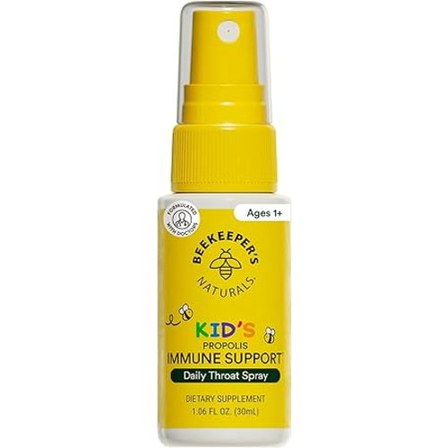 Kids Propolis Throat Spray - Natural Immune Support & Sore Throat Relief - by BEEKEEPER'S NATURALS - Has Antioxidants & Gluten-Free (1.06 oz) Pack of 1 (Kids)