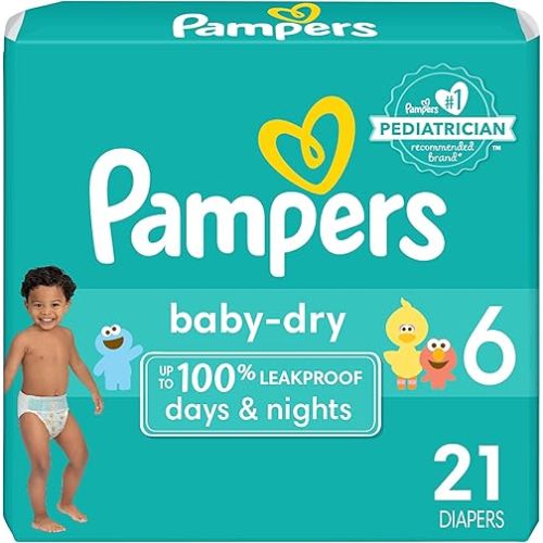 Pampers Diapers - Baby Dry - Size 0, 104 Count, Absorbent Disposable Newbort Diaper (Packaging May Vary)